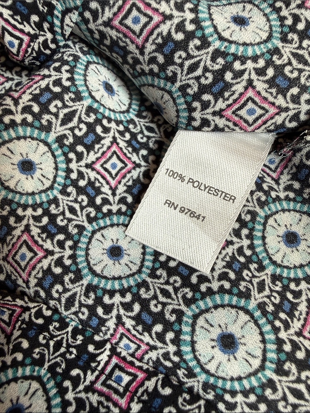 J. Jill Black Tank Top Blouse with Teal and Pink Medallion Print Double Layered - Picture 6 of 8
